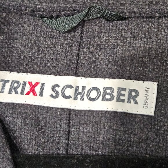 Trixi Schober Longline Cashmere Blazer Jacket Size 12 Dark Gray Germany Luxury - Picture 6 of 10